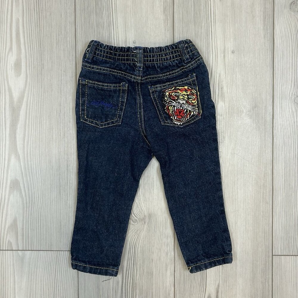 Ed Hardy Tiger Y2K Embroidered Jeans‎ Toddler 18M Dark Blue Stretch